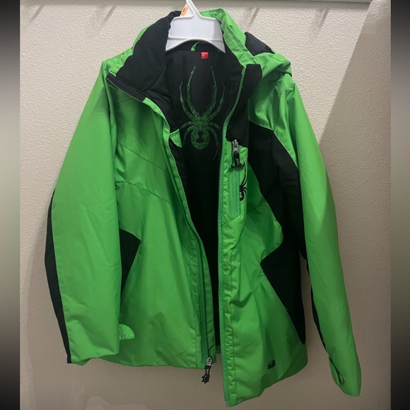 Neon green kids spyder jacket - Picture 1 of 4